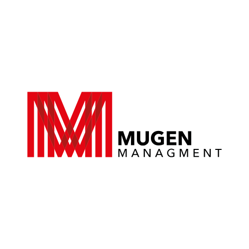 a logo with a letter m and a black text